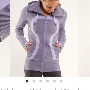 Lululemon Stride Jacket *Brushed sz-6
Lilac Heathered Coal Wee Stripe / Lilac